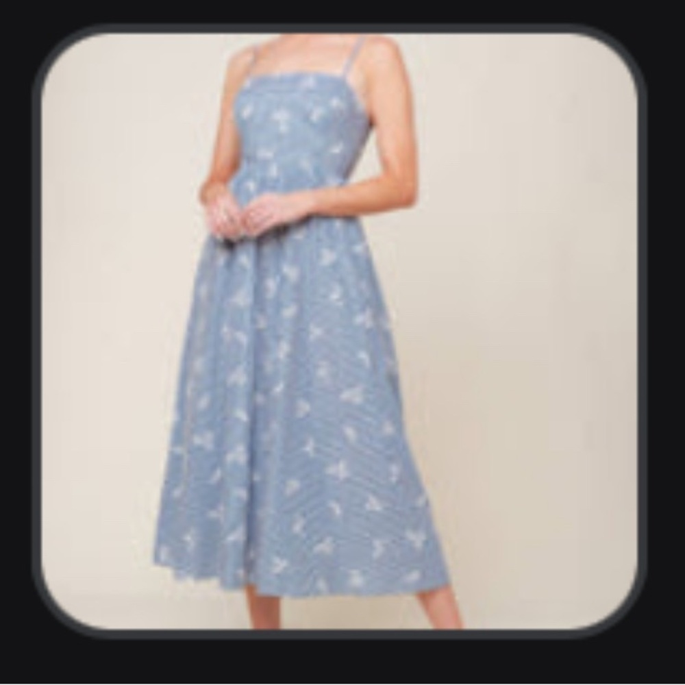 LAYTON EMBROIDERED MIDI DRESS - BLUE Dress NWT